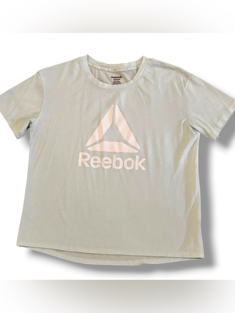 Reebok Women Infinity Short Sleeve Cropped T-shirt Mint Green Sz S Athleisure F6